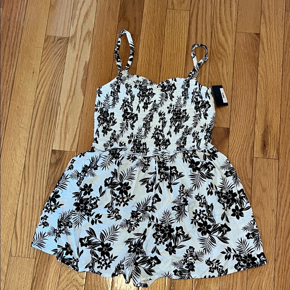Kids Black and White Floral Romper